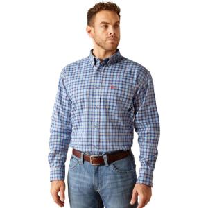 Ariat Mens Wrinkle Free Flemming Fitted Shirt(Glacier Blue)