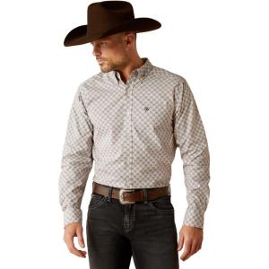 Ariat Mens Wrinkle Free Flemming Fitted Shirt(Grey Blue)