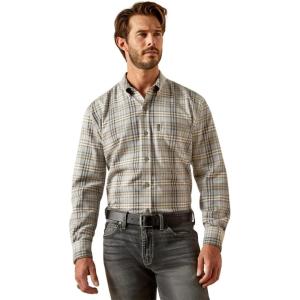 Ariat Mens Wrinkle Free Flemming Fitted Shirt(Grey Plaid)