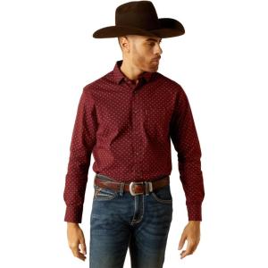 Ariat Mens Wrinkle Free Flemming Fitted Shirt(Maroon Banner)