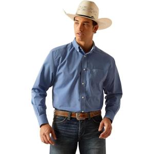 Ariat Mens Wrinkle Free Flemming Fitted Shirt(Mazarine Blue)
