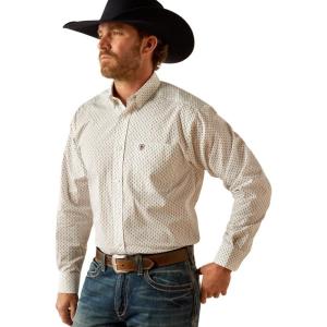 Ariat Mens Wrinkle Free Flemming Fitted Shirt(White)