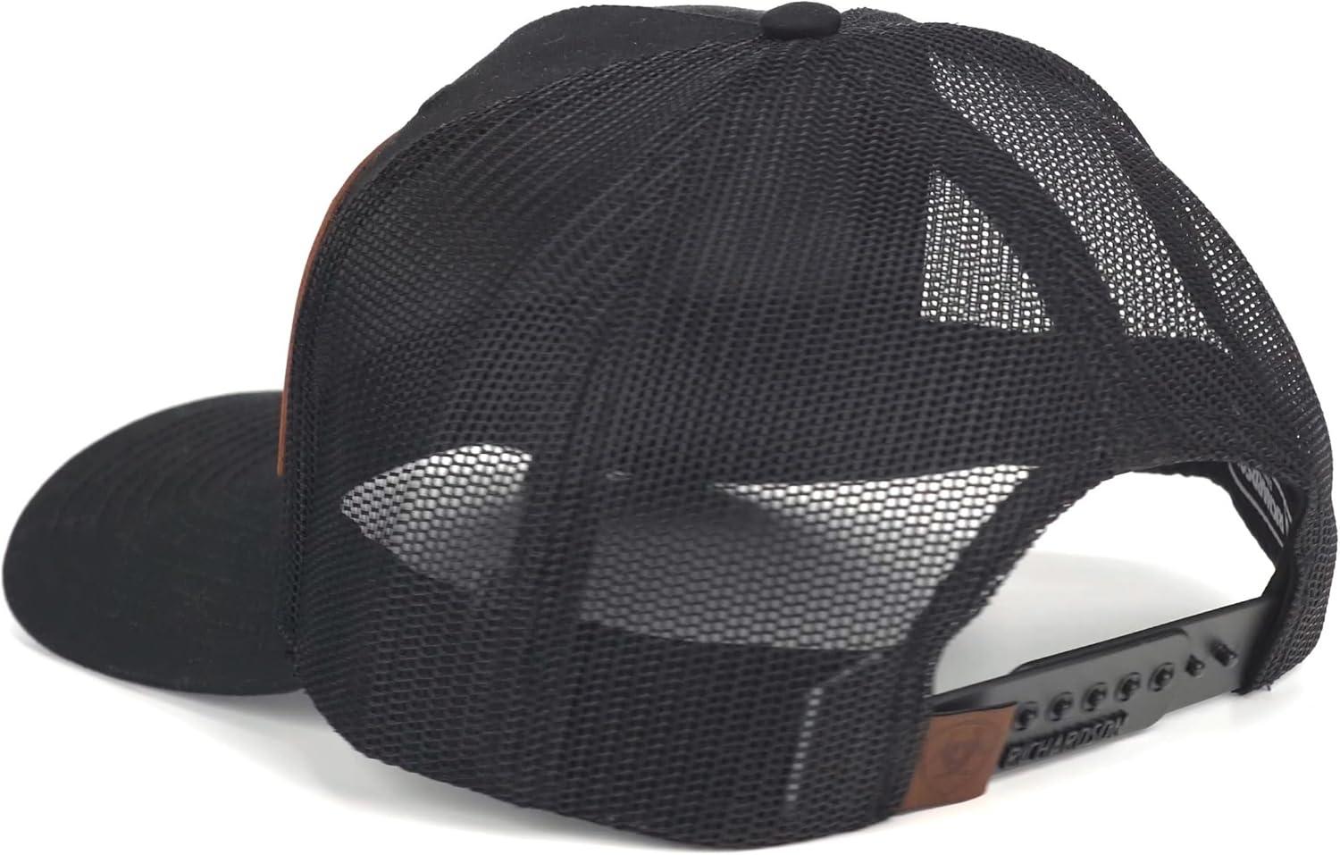 imageARIAT Mens Filigree Stars and Stripes Faux Leather Patch Trucker CapBlack