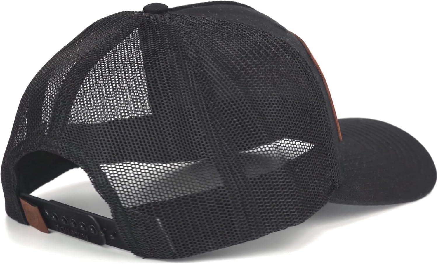 imageARIAT Mens Filigree Stars and Stripes Faux Leather Patch Trucker CapBlack