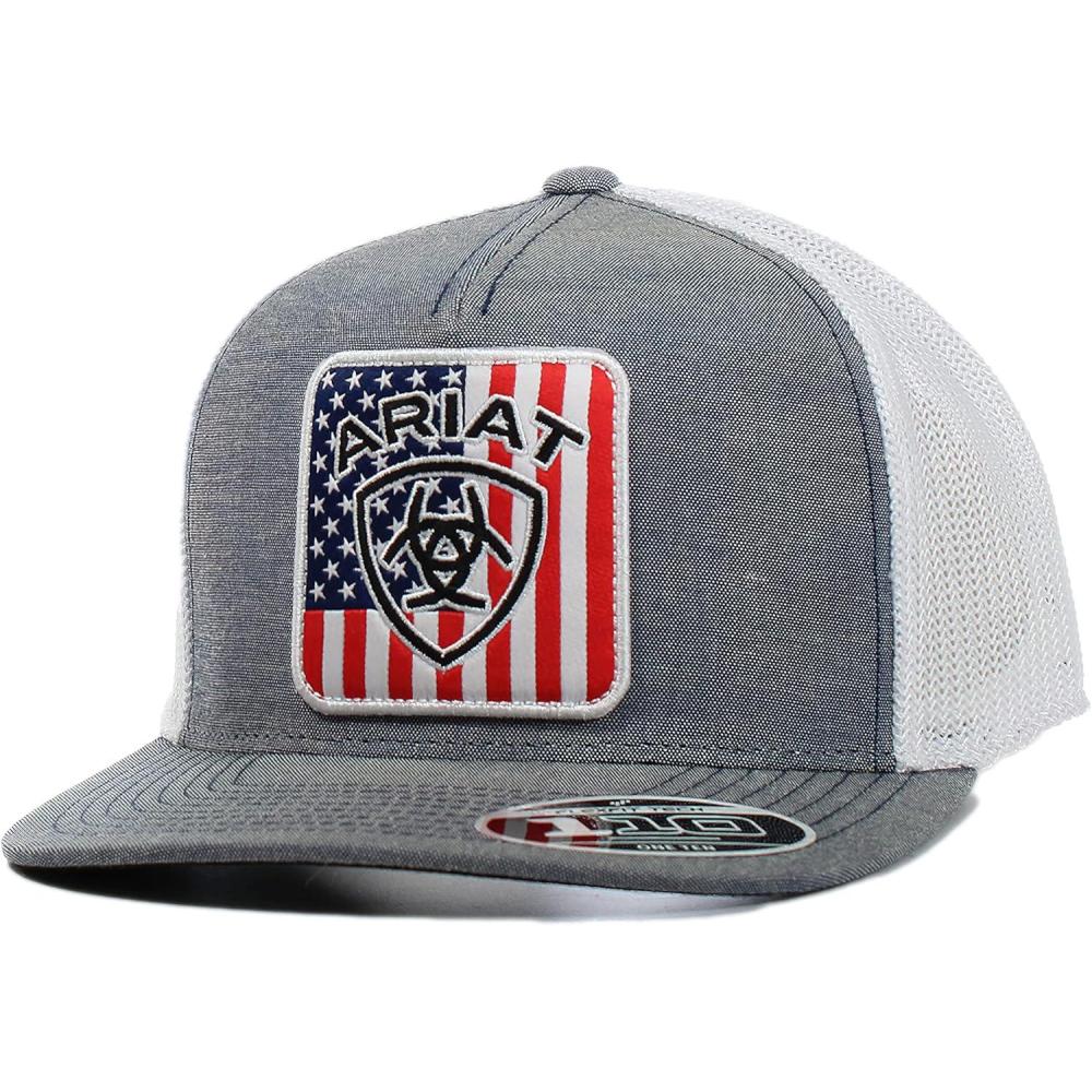 imageARIAT Mens Flexfit 110 USA Flag Snapback Denim