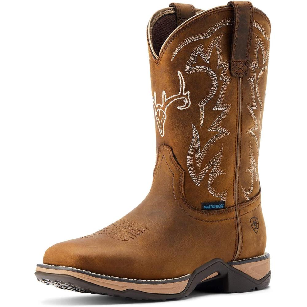 imageAriat womens Anthem Deer Waterproof Western BootDistressed Brown