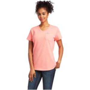Ariat Womens Rebar Cotton Strong V-Neck Top(Orange)