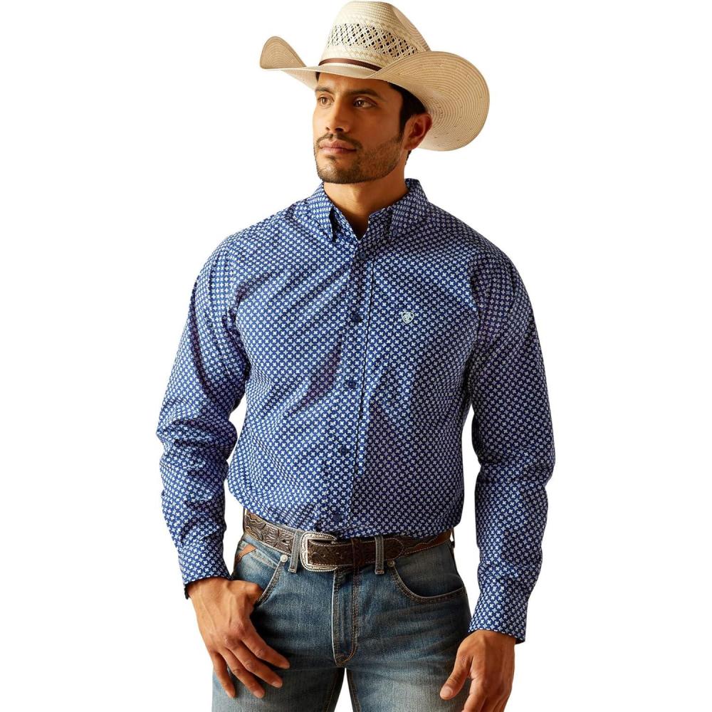 imageAriat Mens MNS Nicky Ls Shrt Frair BrownDirectoire Blue