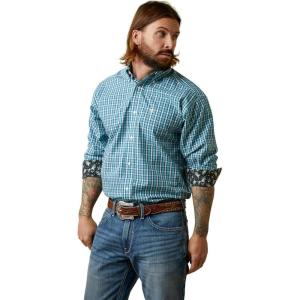 ARIAT Men’s Wrinkle Free Cayden Classic Fit Shirt(Navy)