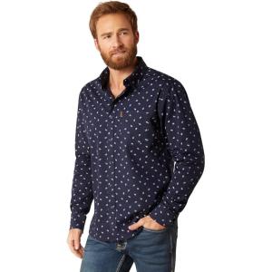 Ariat Men’s Marco Stretch Modern Fit Shirt(Blue)