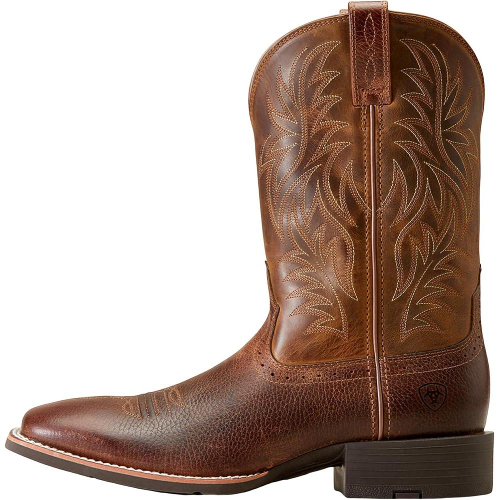 imageAriat Mens Sport Wide Square Toe Western Cowboy BootFiddle BrownPowder Brown