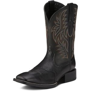Ariat Men’s Sport Wide Square Toe Western Cowboy Boot(Black Deertan/Black)