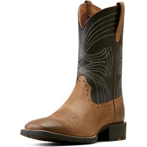 Ariat Men’s Sport Wide Square Toe Western Cowboy Boot(Matte Black/Barley Brown)