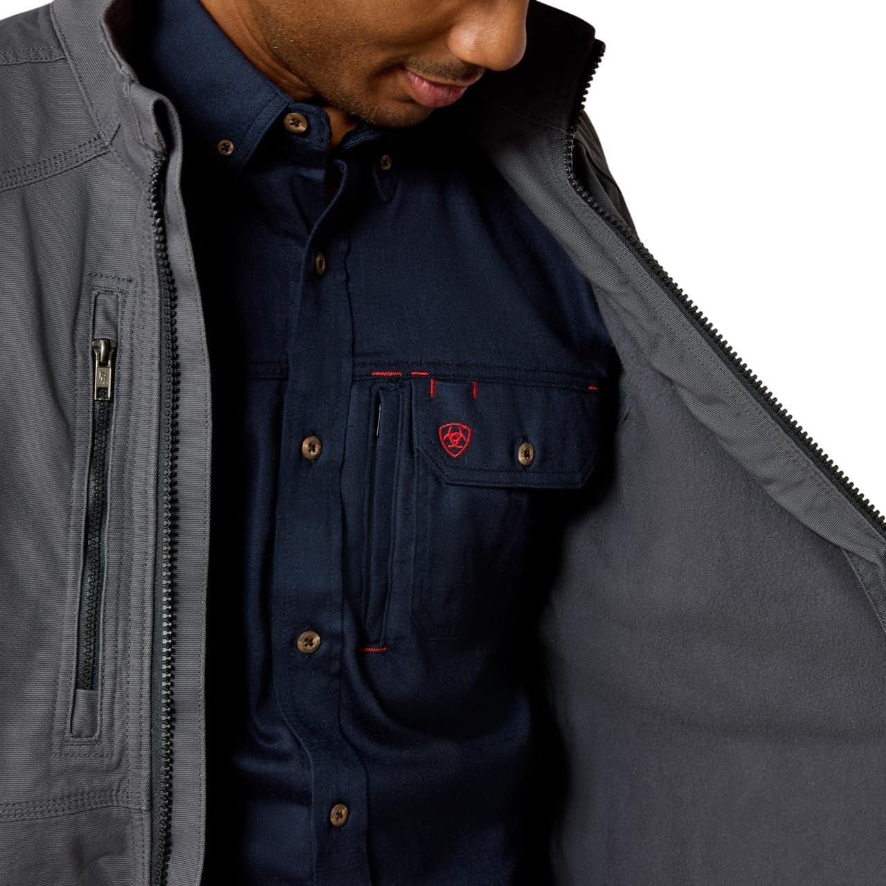 imageARIAT mens Fr Duralight Stretch Canvas VestIron Grey