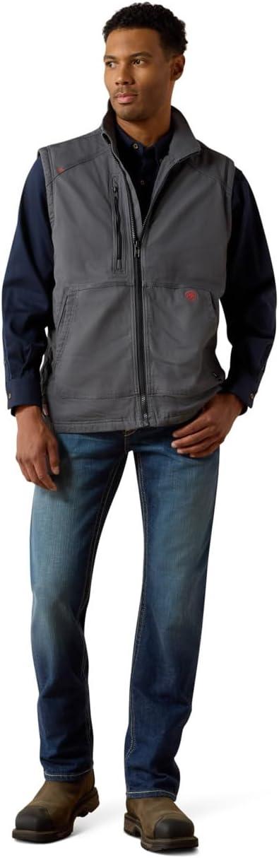 imageARIAT mens Fr Duralight Stretch Canvas VestIron Grey