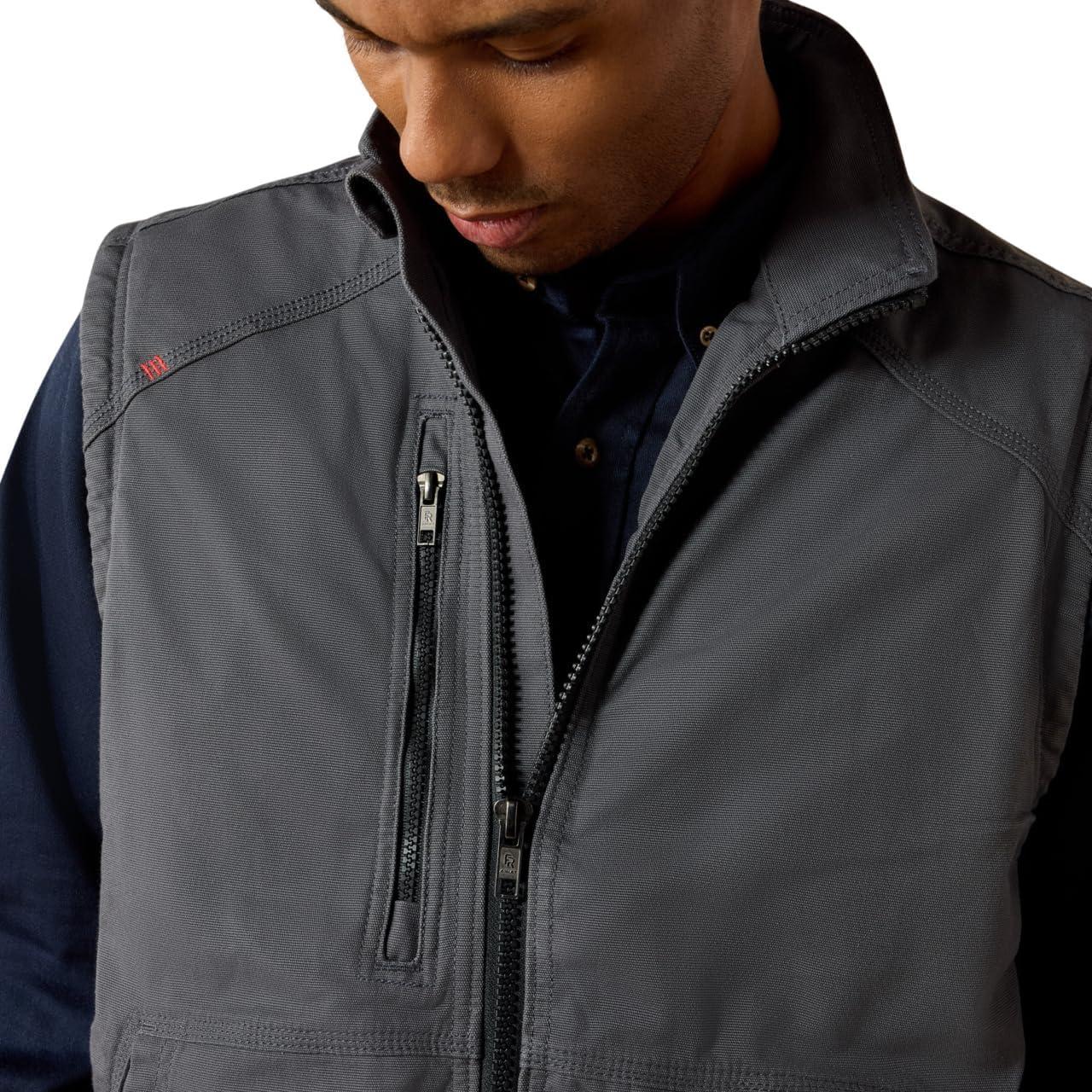 imageARIAT mens Fr Duralight Stretch Canvas VestIron Grey
