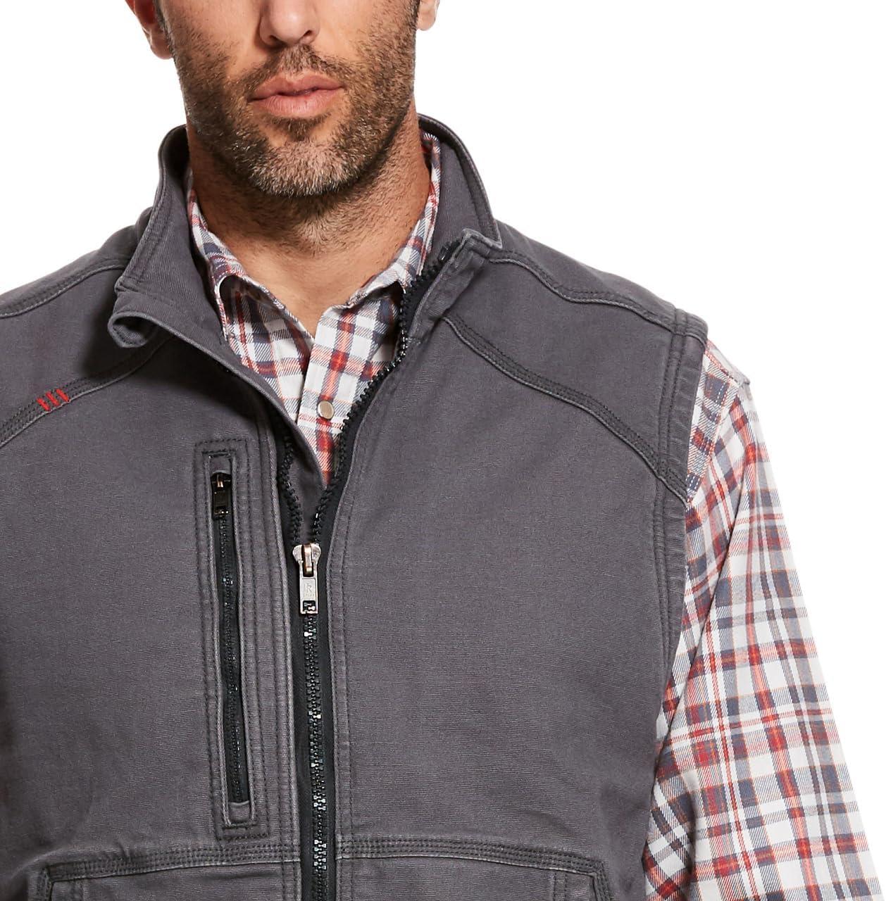 imageARIAT mens Fr Duralight Stretch Canvas VestIron Grey
