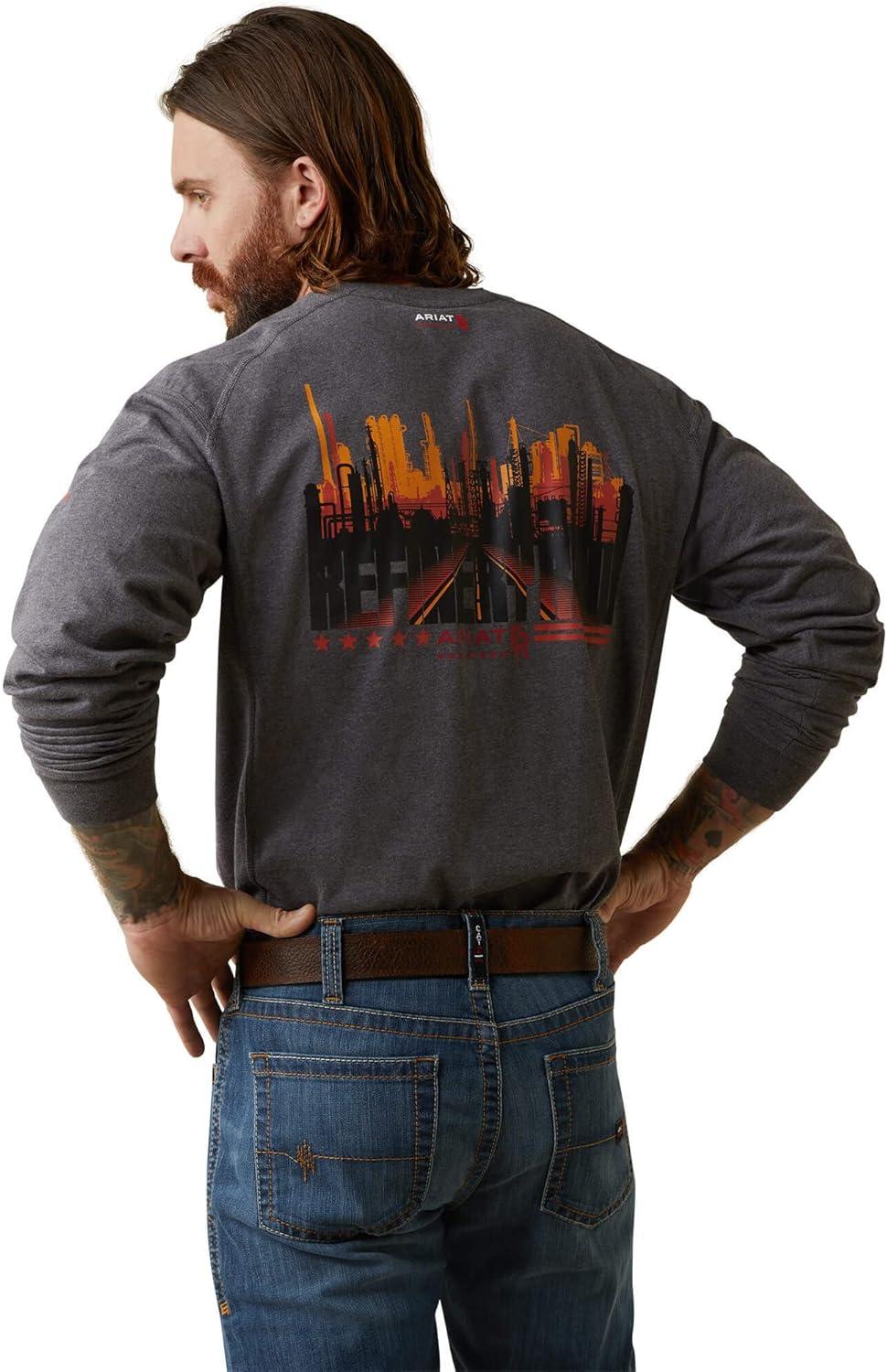 imageAriat Mens Fr Air Refinery Row Graphic Henley TopCharcoal Heather