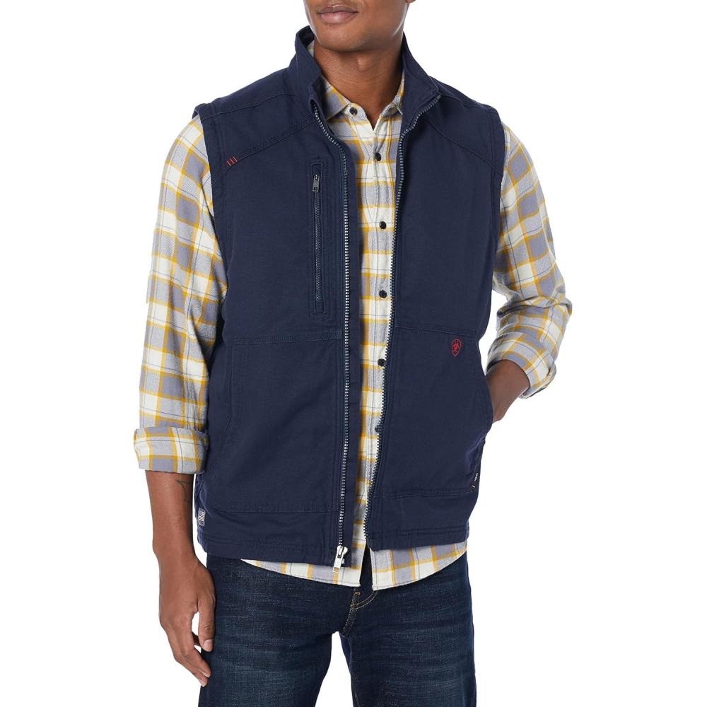 imageARIAT mens Fr Duralight Stretch Canvas VestNavy