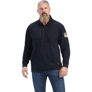 ARIAT mens Fr Durastrech Fleece 1/2 Zip Job Shirt(Black)