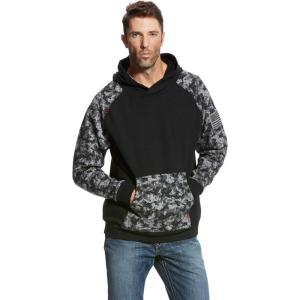 ARIAT mens Fr Durastretch Patriot Hoodie(Black Digi)