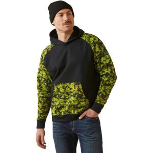 ARIAT mens Fr Durastretch Patriot Hoodie(Black/Lime Camo)