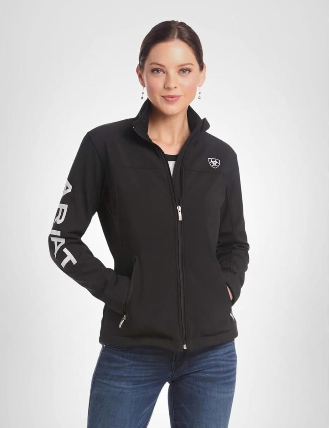 imageAriat Womens New Team Softshell Jacket Wind and Water Resistant JacketBlack