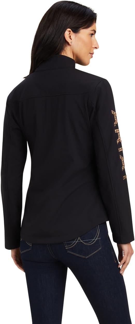 imageAriat Womens New Team Softshell Jacket Wind and Water Resistant JacketBlackLeopard