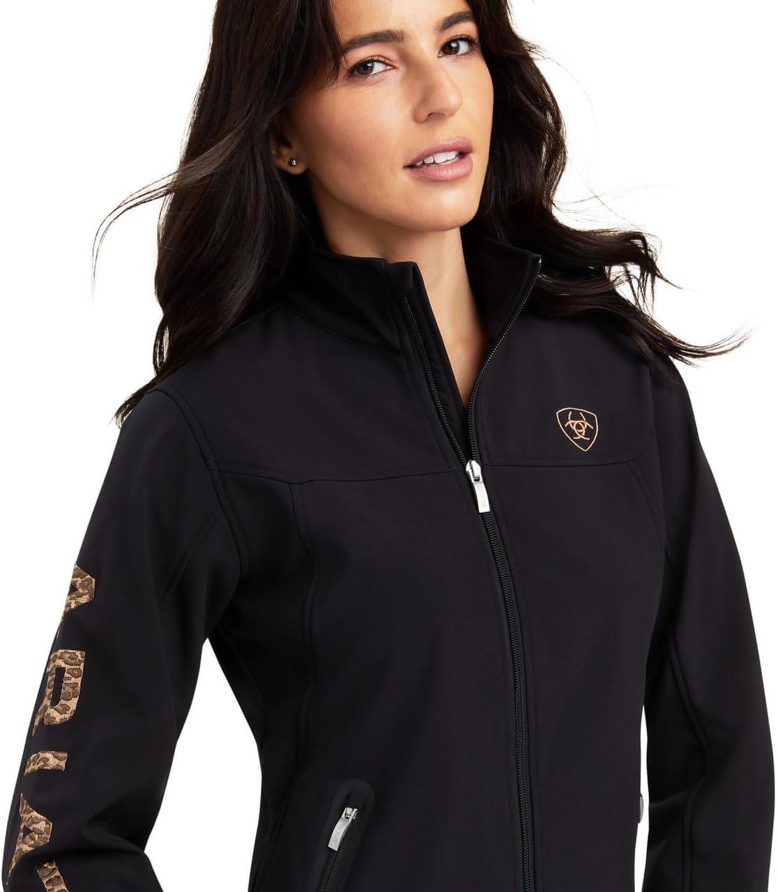 imageAriat Womens New Team Softshell Jacket Wind and Water Resistant JacketBlackLeopard