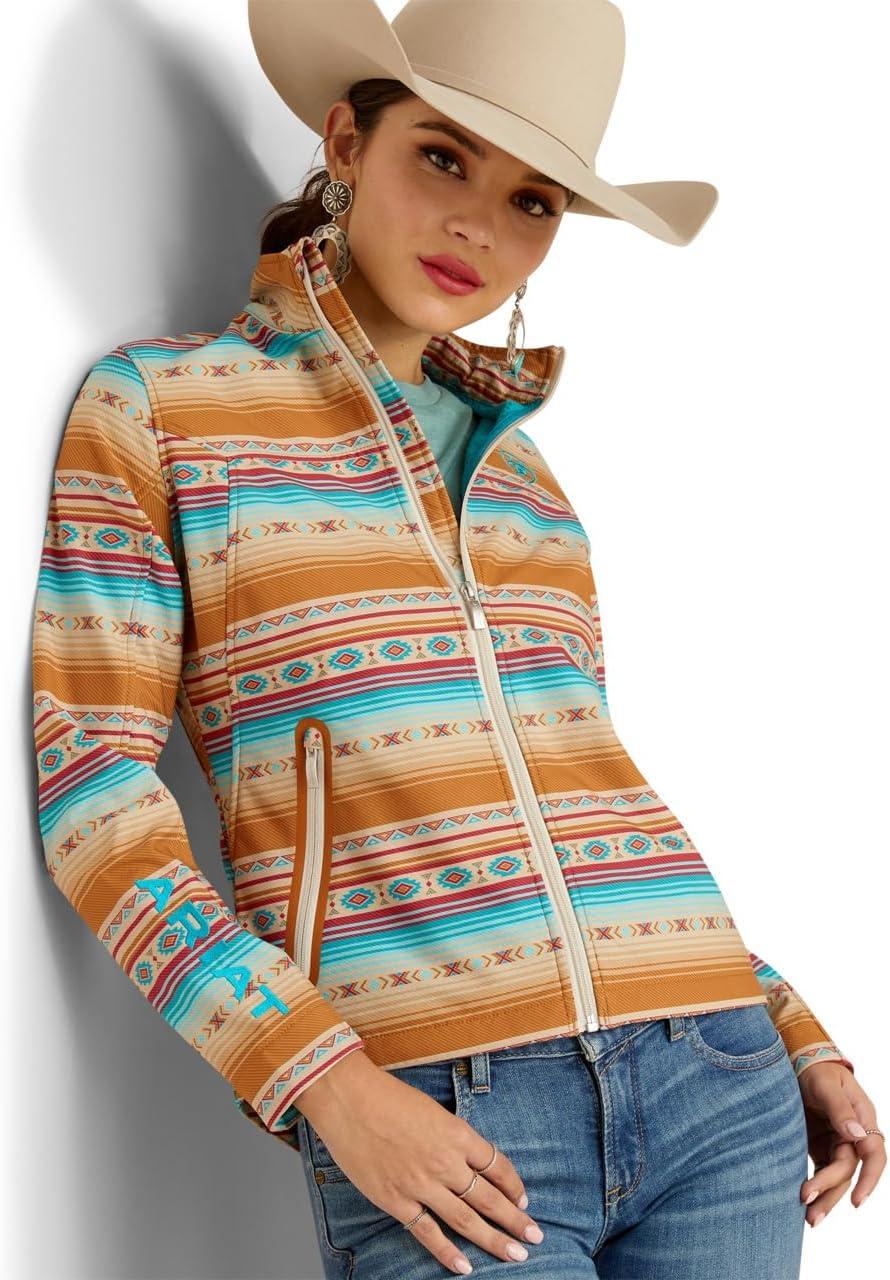 imageAriat Womens New Team Softshell Jacket Wind and Water Resistant JacketFallon Serape Print