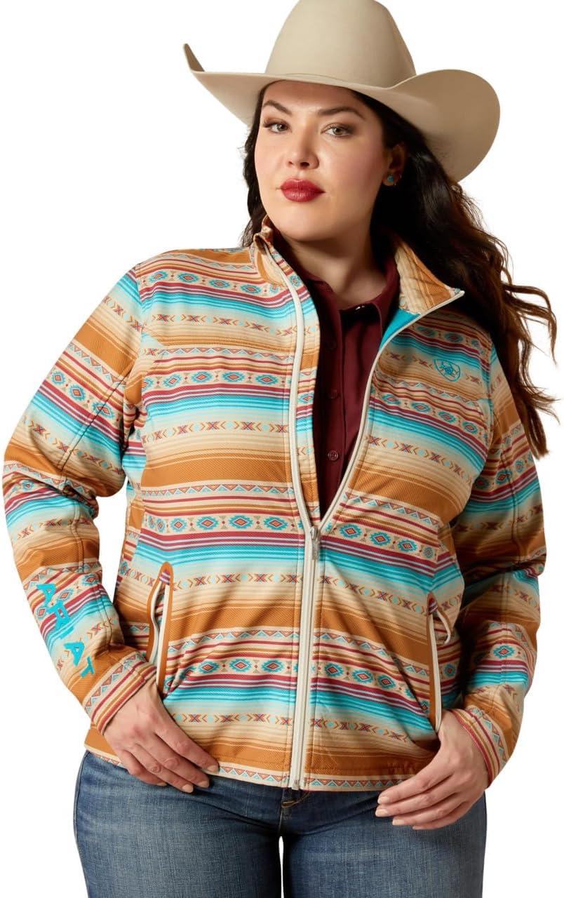 imageAriat Womens New Team Softshell Jacket Wind and Water Resistant JacketFallon Serape Print