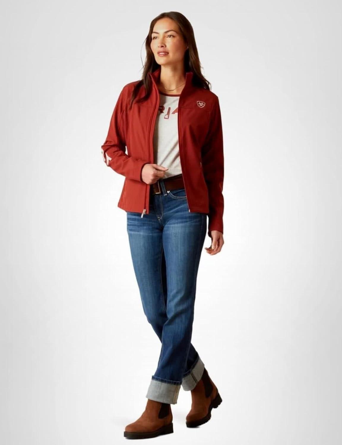imageAriat Womens New Team Softshell Jacket Wind and Water Resistant JacketFired Brick