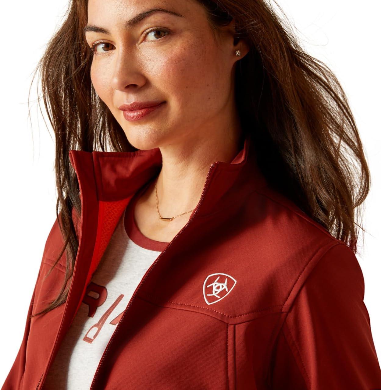 imageAriat Womens New Team Softshell Jacket Wind and Water Resistant JacketFired Brick