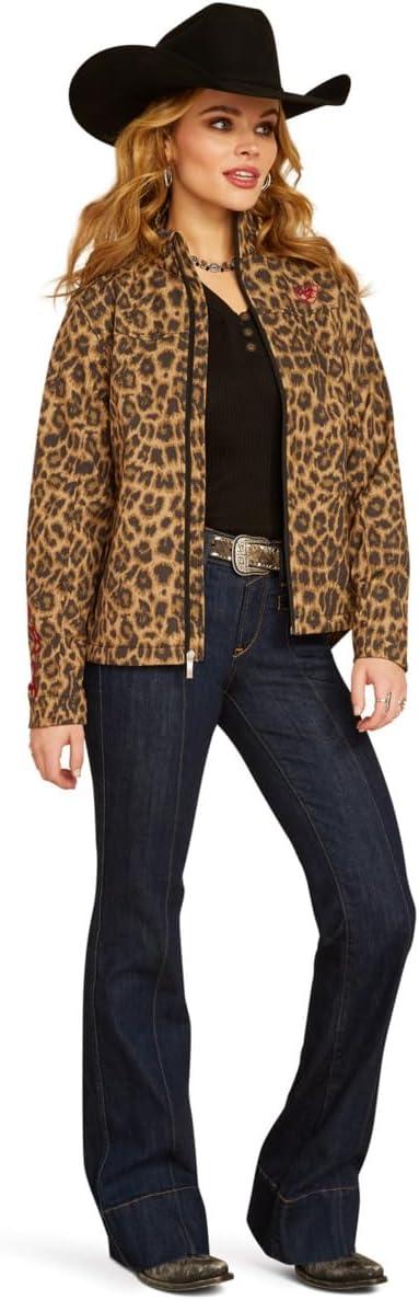 imageAriat Womens New Team Softshell Jacket Wind and Water Resistant JacketLila Leopard