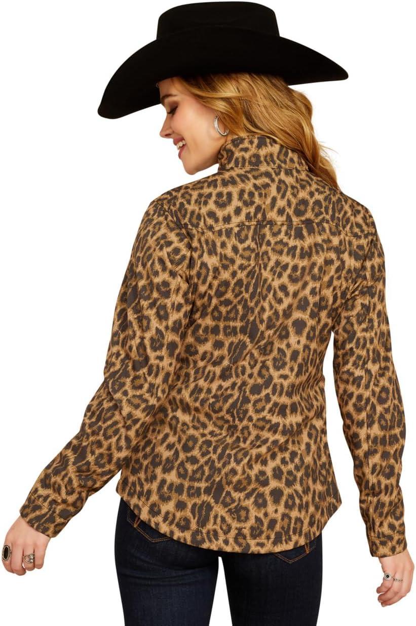 imageAriat Womens New Team Softshell Jacket Wind and Water Resistant JacketLila Leopard