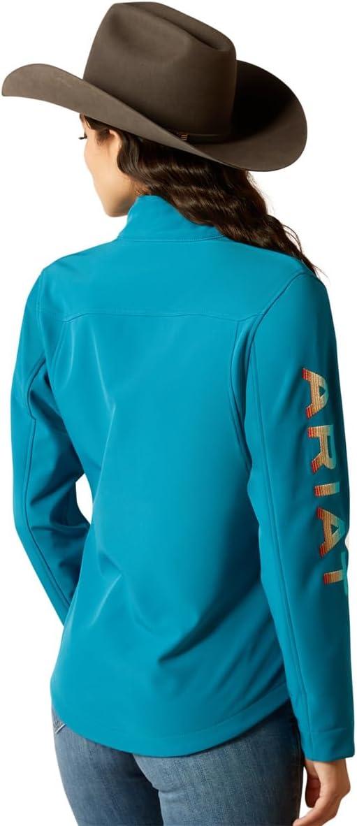 imageAriat Womens New Team Softshell Jacket Wind and Water Resistant JacketOcean DepthsRetro Ranch Print