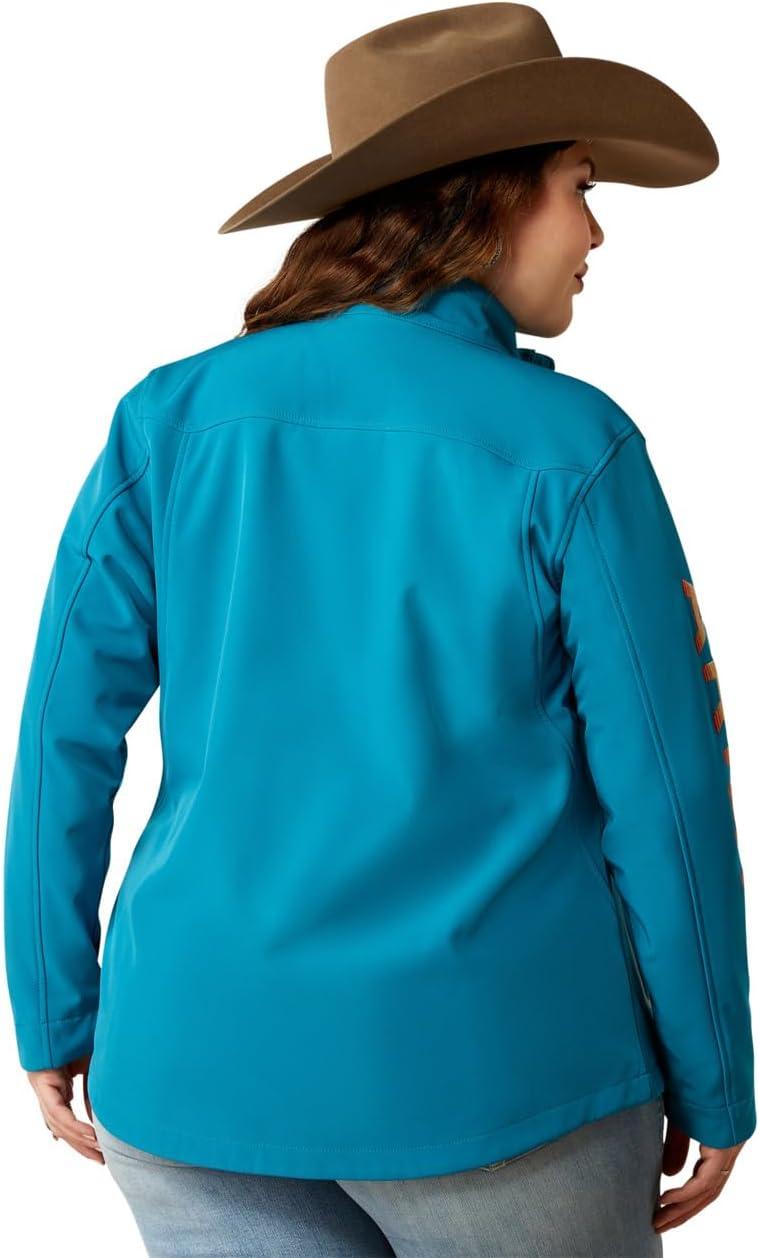 imageAriat Womens New Team Softshell Jacket Wind and Water Resistant JacketOcean DepthsRetro Ranch Print