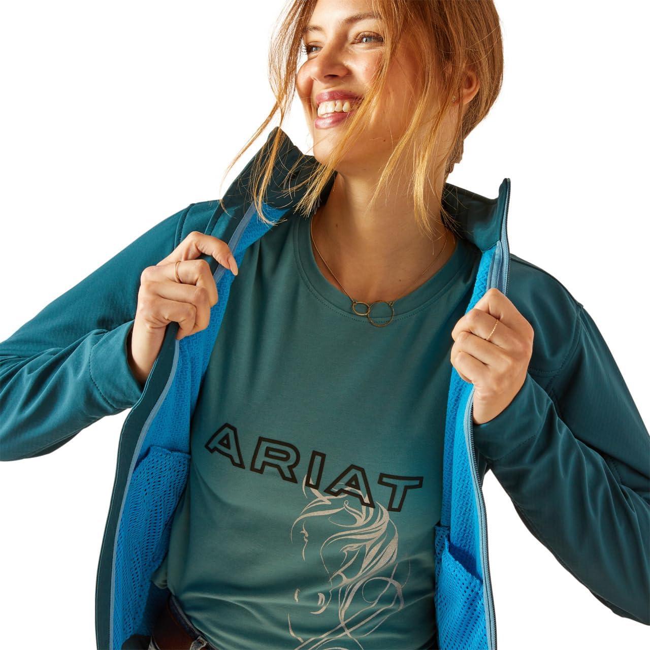 imageAriat Womens New Team Softshell Jacket Wind and Water Resistant JacketReflecting Pond