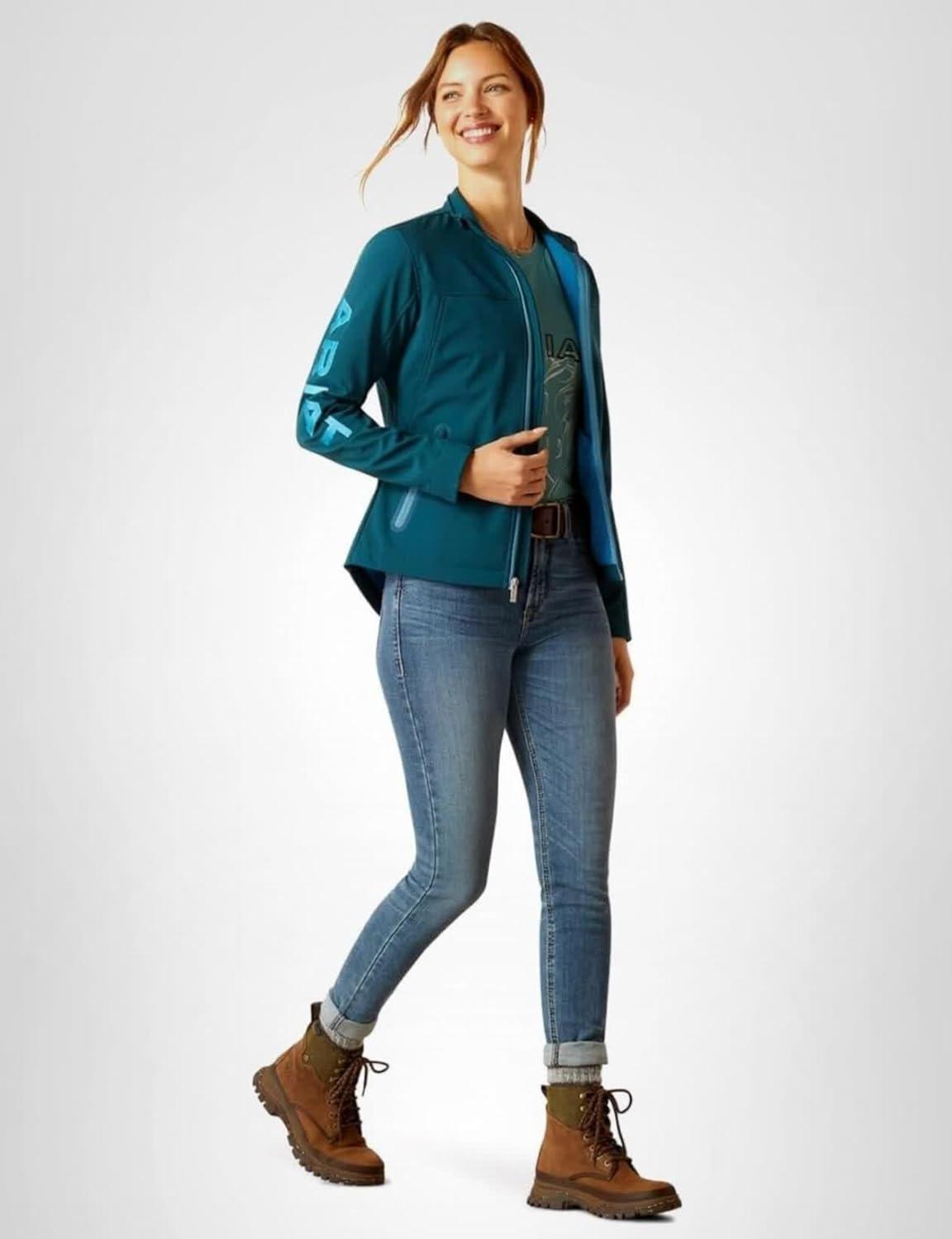 imageAriat Womens New Team Softshell Jacket Wind and Water Resistant JacketReflecting Pond