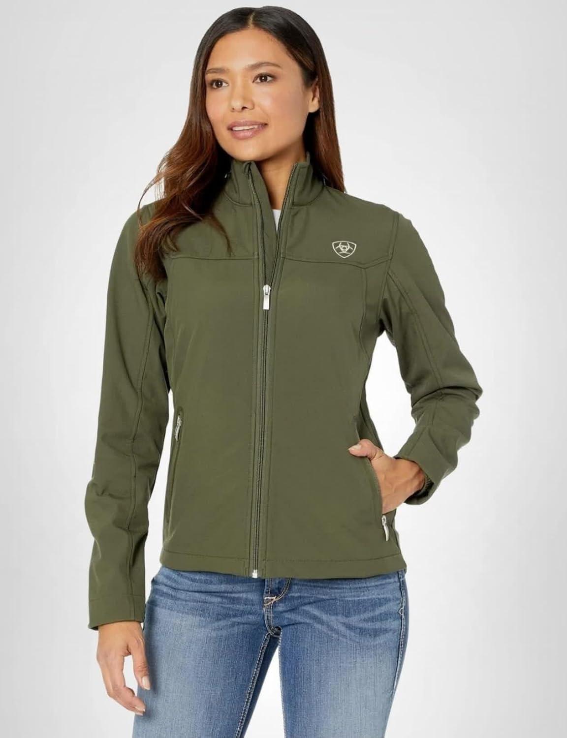 imageAriat Womens New Team Softshell Jacket Wind and Water Resistant JacketWhite