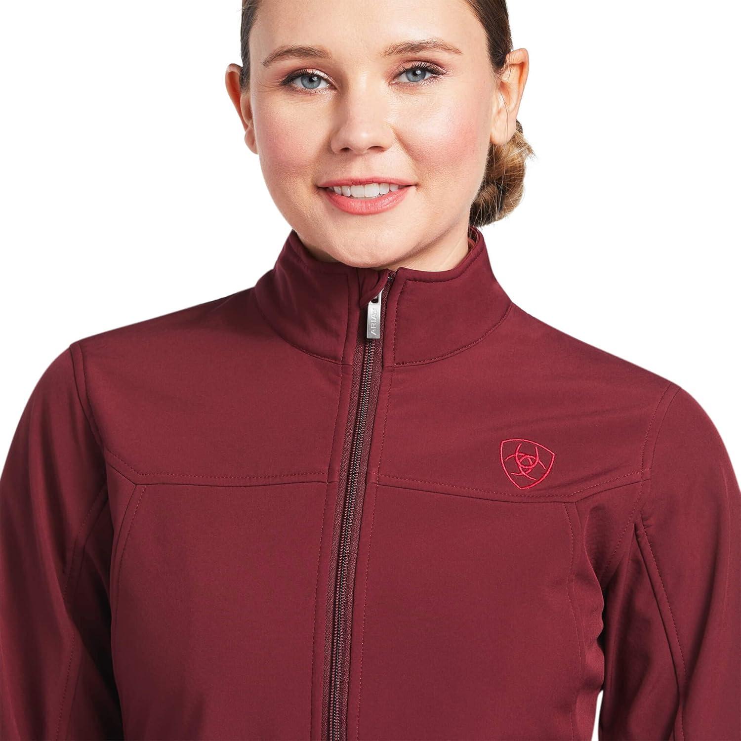 imageAriat Womens New Team Softshell Jacket Wind and Water Resistant JacketZinfandelCarmen Geo