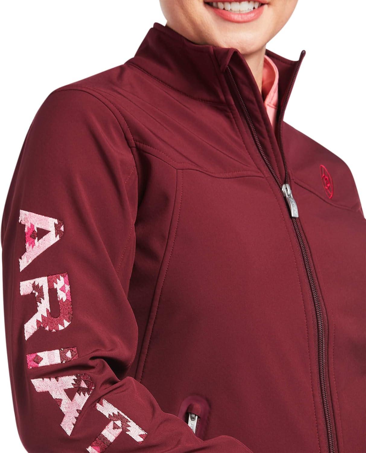 imageAriat Womens New Team Softshell Jacket Wind and Water Resistant JacketZinfandelCarmen Geo