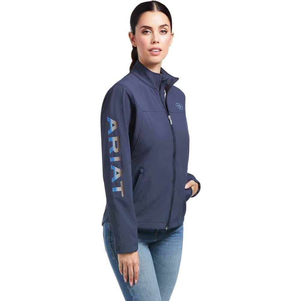 imageAriat Womens New Team Softshell Jacket Wind and Water Resistant JacketBlue NightsDesert Dusk Serape