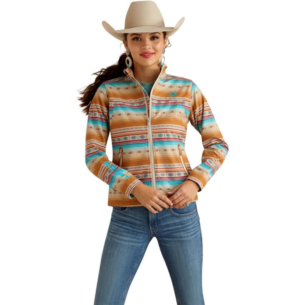 imageAriat Womens New Team Softshell Jacket  Wind and Water Resistant JacketFallon Serape Print
