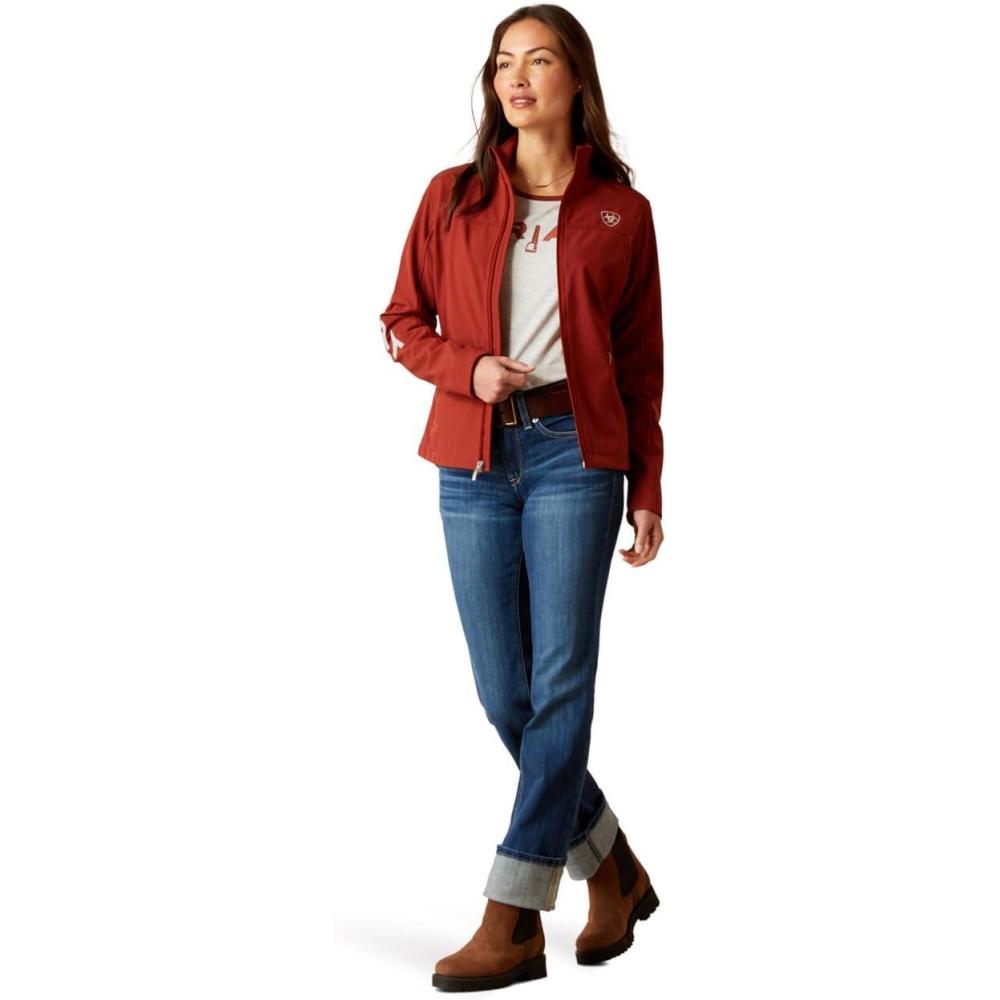 imageAriat Womens New Team Softshell Jacket Wind and Water Resistant JacketFired Brick