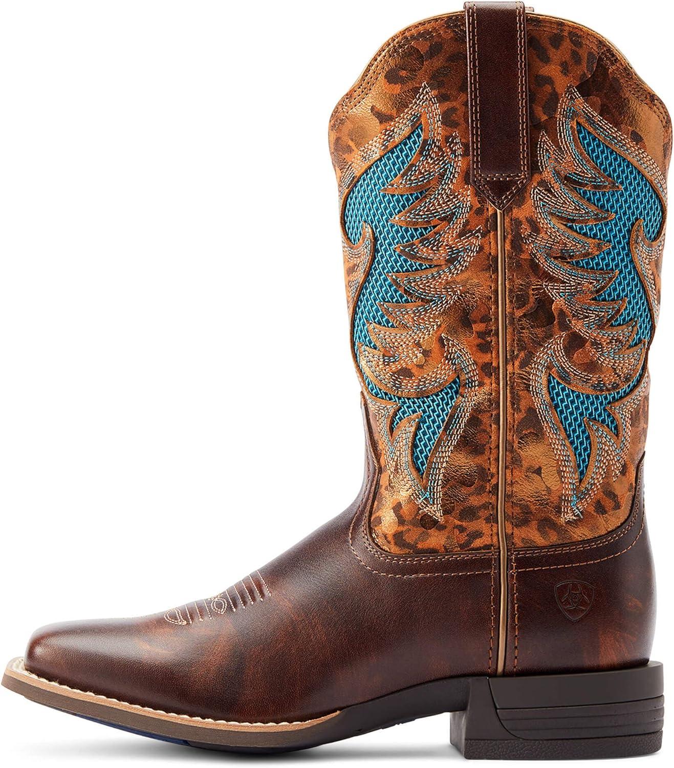 imageARIAT Womens Pinto Venttek 360 Western BootYukon BrownGilded Leopard