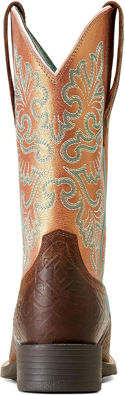 imageARIAT womens Round Up Wide Square Toe Stretchfit Western BootToasted Blanket EmbossCopper Glow