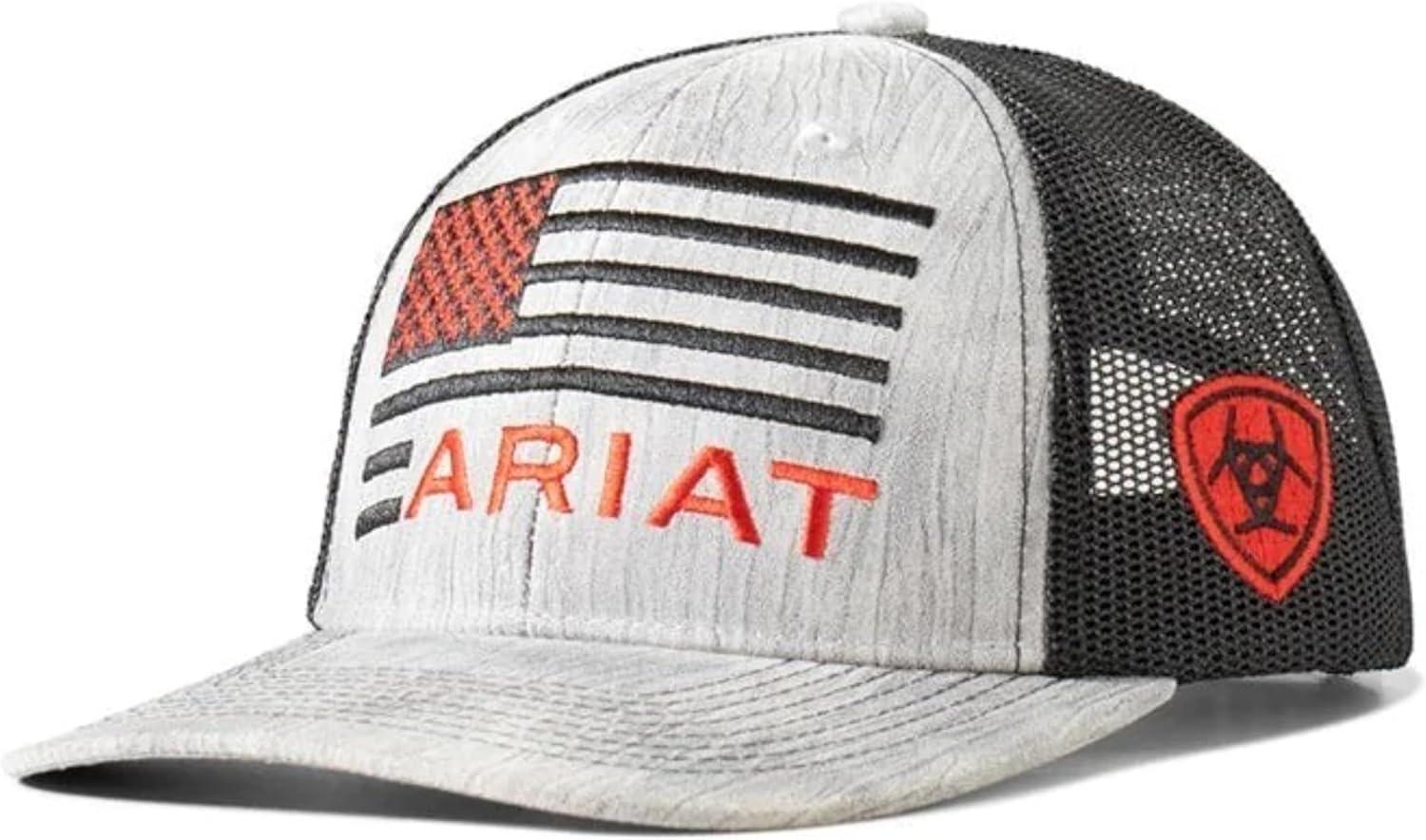 imageAriat Youth American Flag Embroidered Cap GreyWhite