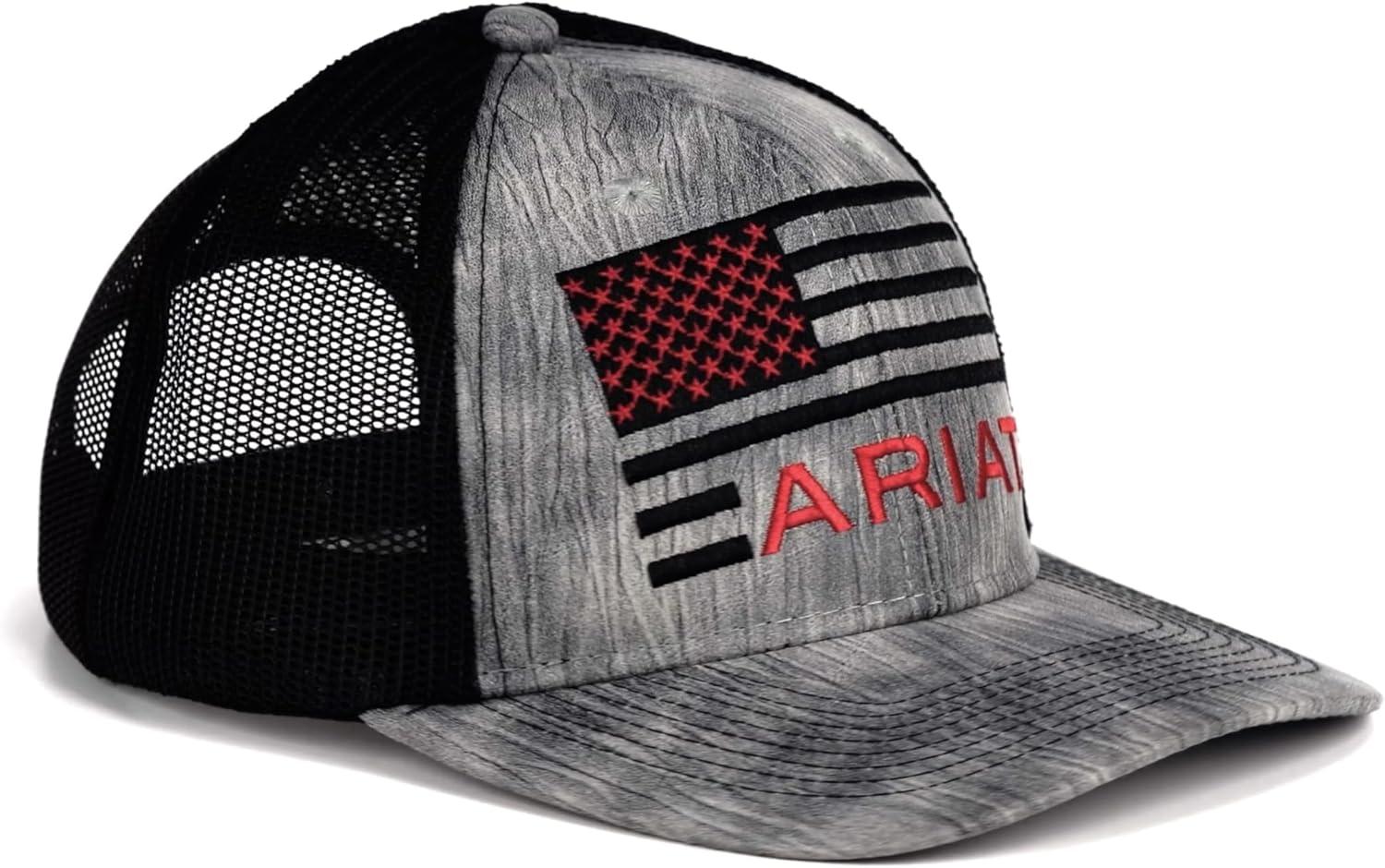 imageAriat Youth American Flag Embroidered Cap GreyWhite