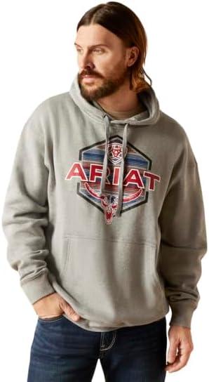 imageAriat Mens Hooded SweatshirtHex HornsLight Grey Heather